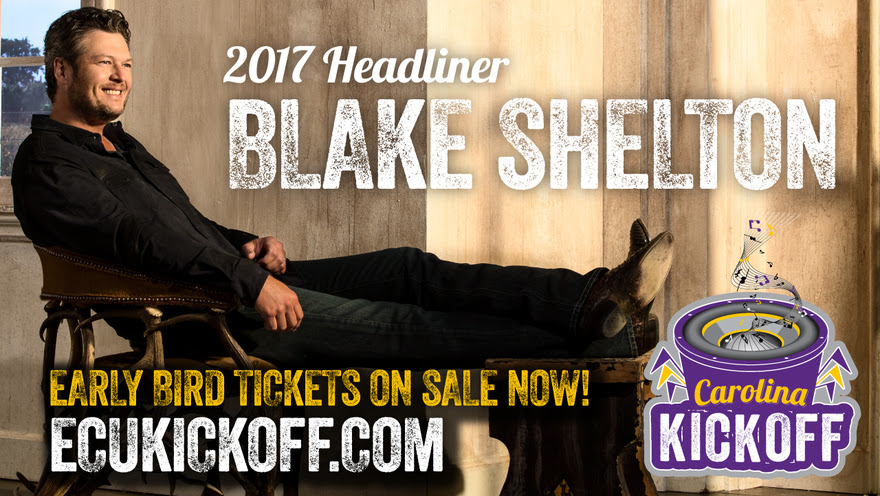 Blake Shelton Announced as Headliner for 2017 Carolina Kickoff Concert