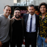 (L to R): Scooter Braun; Shay Mooney; Jimmy Kimmel; Dan Smyers